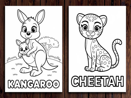 Wild Animals Coloring Pages: 20 Fun Safari, Jungle & Forest Designs (Digital Download)