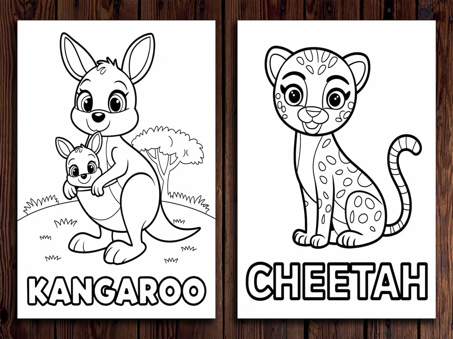 Wild Animals Coloring Pages: 20 Fun Safari, Jungle & Forest Designs (Digital Download)