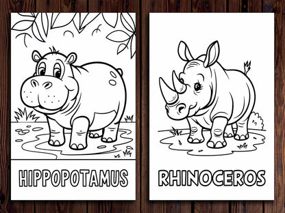 Wild Animals Coloring Pages: 20 Fun Safari, Jungle & Forest Designs (Digital Download)